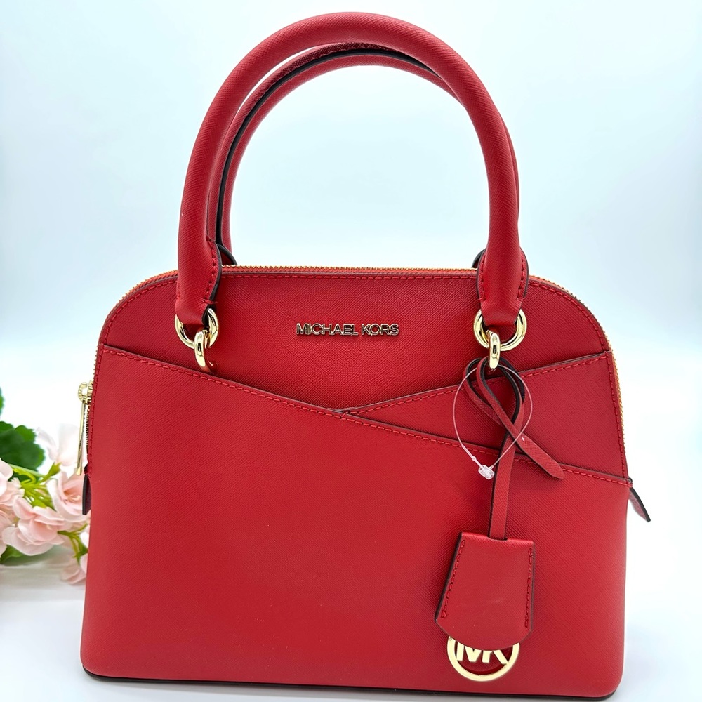 Michael Kors Jet Set Medium Dome Satchel Crossbody Flame / Gold Tone